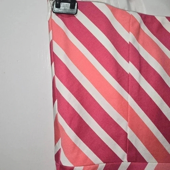 Vintage Ann Taylor Strapless Dress Womens Pink Fuchsia White Striped Size 4 - Picture 4 of 5